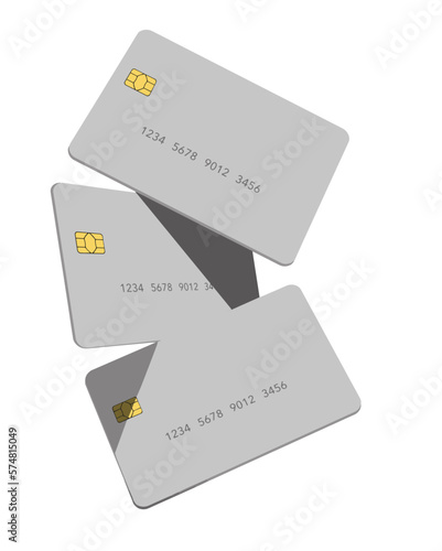 Here are  realistic mock credit card or debit cards that are isolated on the background. This is a 3-d illustration about bank cards, finances and business.