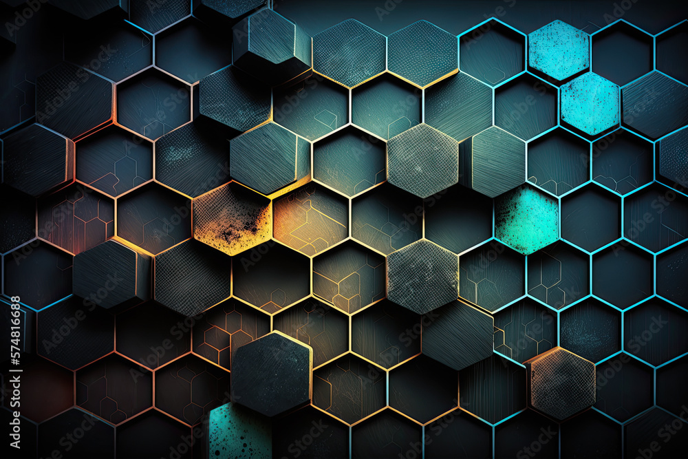 Blue and gold background design backdrop Generative AI Stock