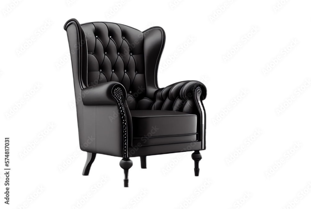 black leather armchair isolated, generative ai black leather armchair isolated, generative ai