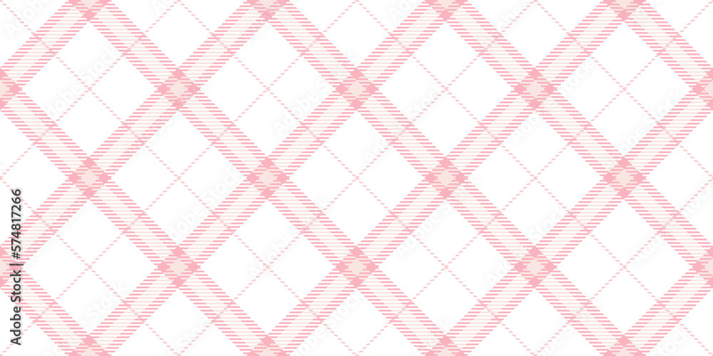 Seamless diagonal gingham plaid pattern in pastel rosy pink and white. Contemporary light barbiecore striped checker fashion background texture. Baby girl's trendy tartan textile or nursery wallpaper. Seamless diagonal gingham plaid pattern in pastel rosy pink and white. Contemporary light barbiecore striped checker fashion background texture. Baby girl's trendy tartan textile or nursery wallpaper.