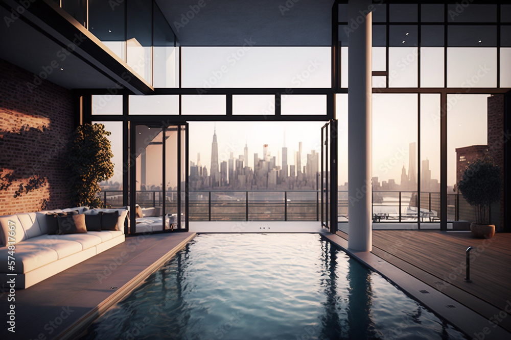 Luxury penthouse, with infinity pool, view from terrace, high class real estate with skyline view. Luxury penthouse, with infinity pool, view from terrace, high class real estate with skyline view.
