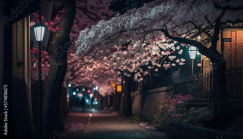 Cherry blossom at night in Tokyo