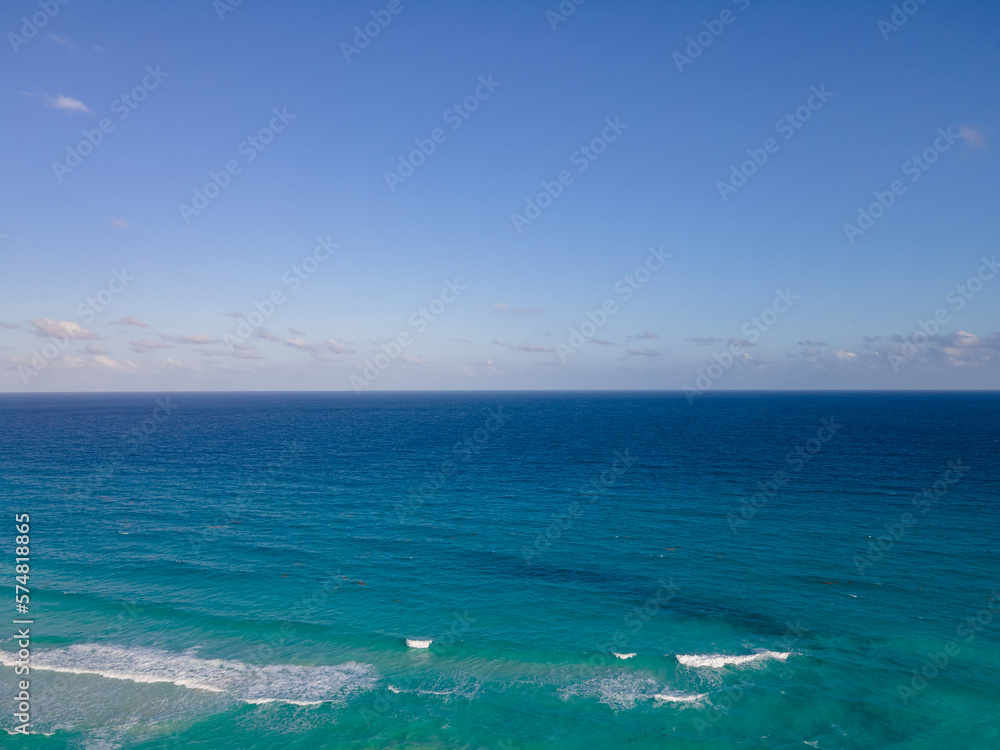 Aerial View of Caribbean Ocean, Cancun, Mexico