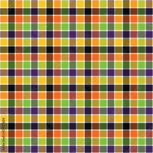 Halloween Plaid Seamless Pattern - Colorful repeating pattern design
