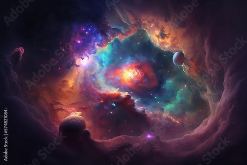 Colorful View of Outer Space Full of Stars Created by Generative AI Technology