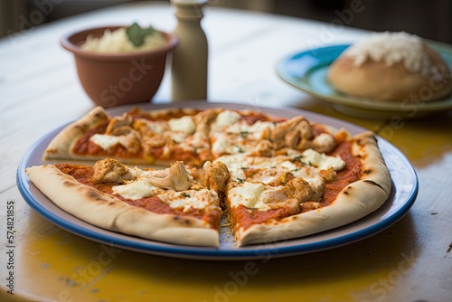 chicken pizza with catupiry, with tomato sauce and mozzarella cheese, generative AI