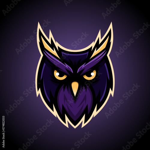 Owl Head Mascot Logo - Animals Mascot E-sport Logo, Vector Illustration Design Concept