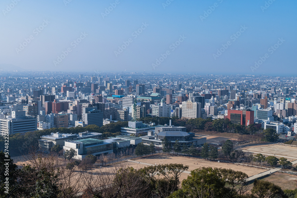 日本　愛媛県松山市の松山城から見える市街地