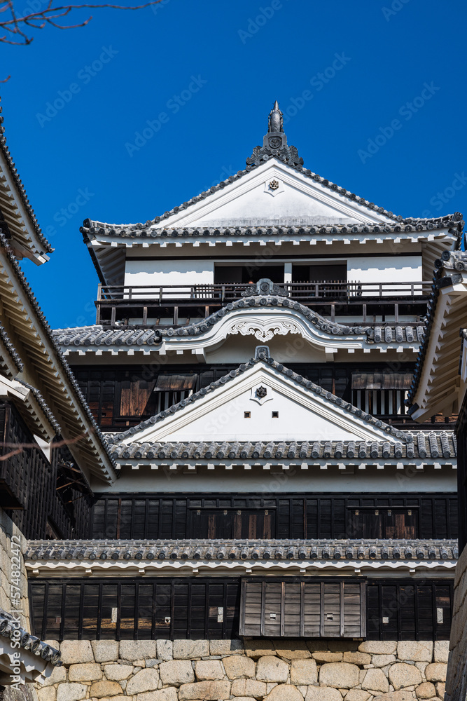 日本　愛媛県松山市の松山城の大天守