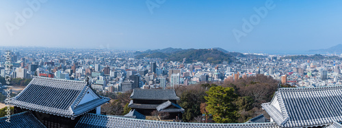 日本　愛媛県松山市の松山城の大天守から望む市街地 photo