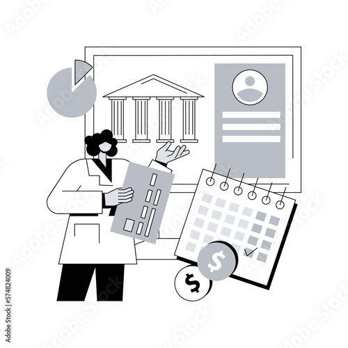 Pay a balance owed abstract concept vector illustration. Making credit payment, pay owed money to a bank, irs balance due, debt consolidation and management, taxpayer bill abstract metaphor.