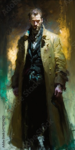 Beautiful impressionist painting of a man facing, Generative ai