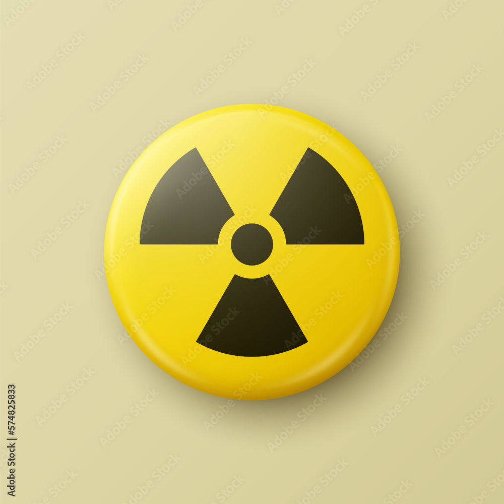 Vector 3d Realistic Round Yellow and Black Warning, Danger Nuclear Symbol Isolated. Radioactive Warning Sign, Pin Badge, Button. Design Template. Front, Top View Vector 3d Realistic Round Yellow and Black Warning, Danger Nuclear Symbol Isolated. Radioactive Warning Sign, Pin Badge, Button. Design Template. Front, Top View