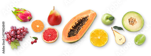 Fototapeta Naklejka Na Ścianę i Meble -  Set of ripe juicy fruits isolated on white