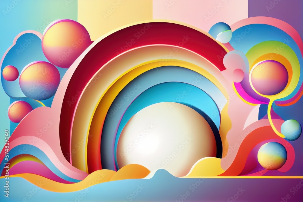 Fototapeta premium Groovy abstract pastel background. Generative AI