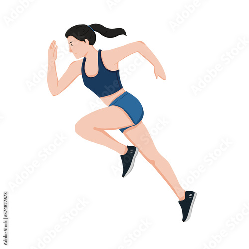 woman running flat design transparent background 