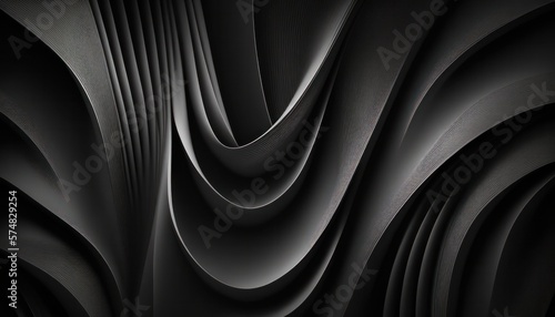Minimalist Black Silk Texture wave with Abstract Fluid Shapes perfect for Desktop background - Generative AI
