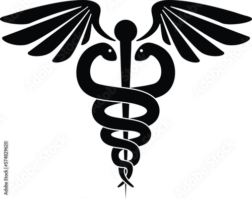 Medical caduceus symbol vector illustration.