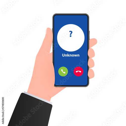 Unknown caller. Scam phone call. Vector illustration.