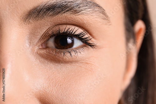 Woman with brown eyes, closeup