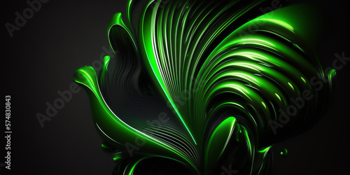 background with metallic effect of organic shapes in green color. Post-processed generative AI