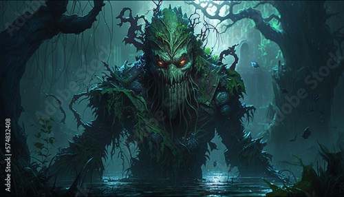 A monster emerging from the swamp (Generative AI)