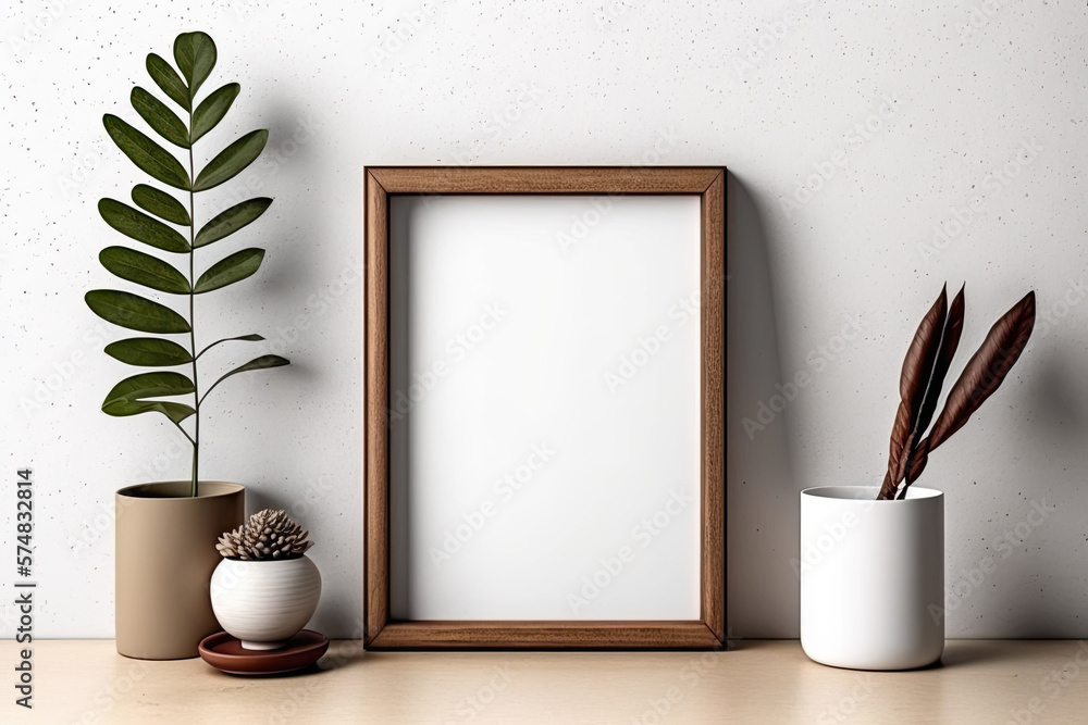 Mockup for an 8x10 tiny, thinwood vertical frame for artwork and