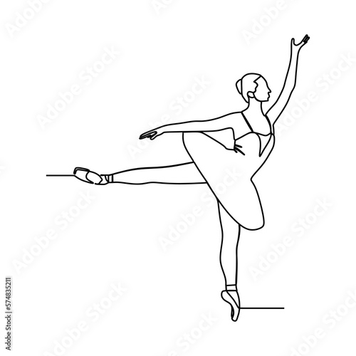 ballerina pose one Line drawing Illustration continuous line art