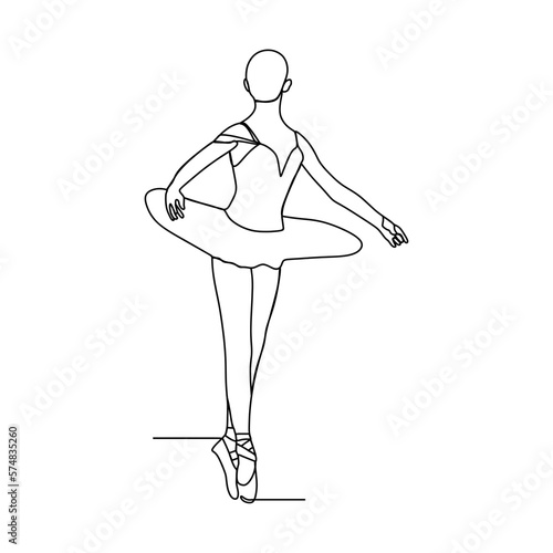 ballerina pose one Line drawing Illustration continuous line art
