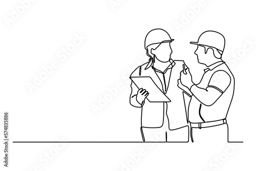 continuous line drawing of construction worker