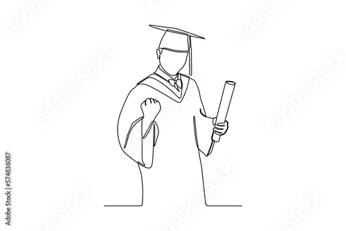 continuous line drawing of student graduate university 