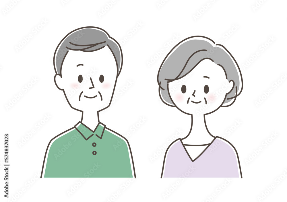 微笑むシニア夫婦 微笑むシニア夫婦