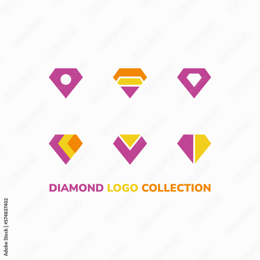 Diamond logo collection set with six shapes. Diamond logo collection set with six shapes.
