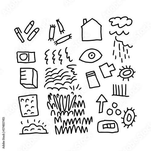 Fényképezés Abstract doodle art vector hand drawn by human