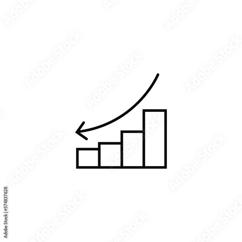 down drop downfall graph icon line style graphic design vector