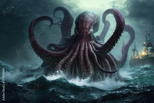 Sea monsters, mythological creatures, fantasy scenes, generative AI