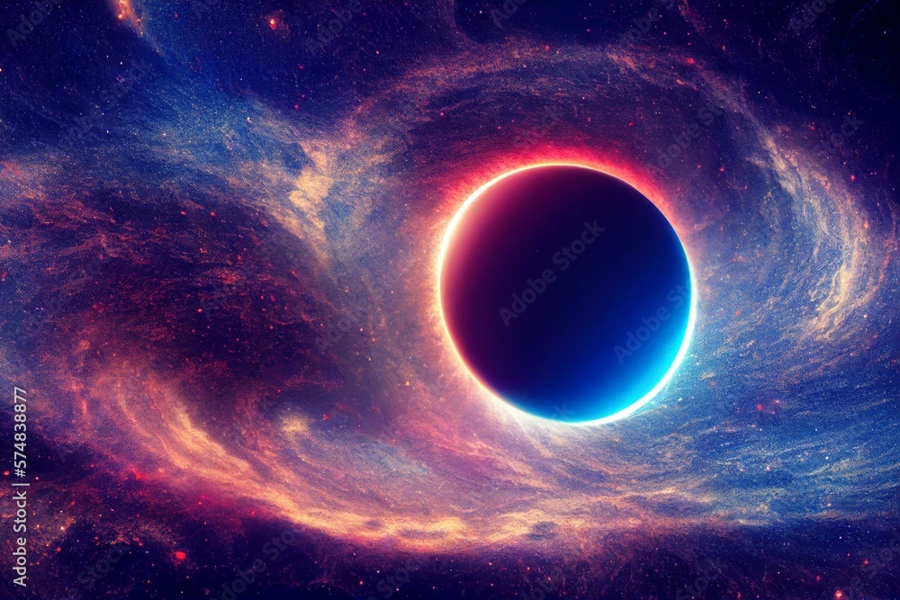 Cartwheel Galaxy, shiny and concept art AI generated Space background