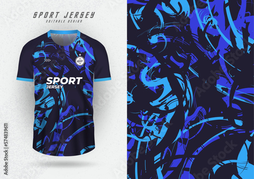 Background for sports jersey, soccer jersey, running jersey, racing jersey, pattern, blue tone water color.