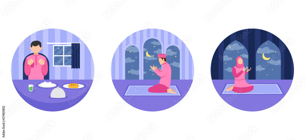 Fototapeta premium Flat Bundle Ramadan Design Illustration