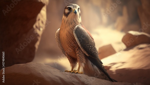 Beautiful Artistic Designer Cinematic Portrait of a Falcon Animal in its Natural Habitat: Celebrating Cute Creatures, Wildlife, Biology, Nature, and Biodiversity (generative AI