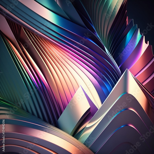 Abstract Iridescente lines 3d render photo