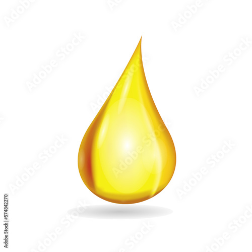 Realistic oil drop or honey isolated on white. Sparkling clear drops vector illustration