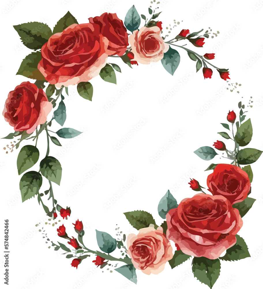 frame of red roses