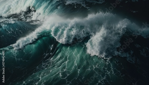 Cinematic Top-Down View of Violent Waves in a storm Close-Up - Generative AI © templetify