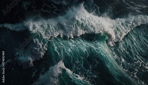 Cinematic Top-Down View of Violent Waves in a storm Close-Up - Generative AI