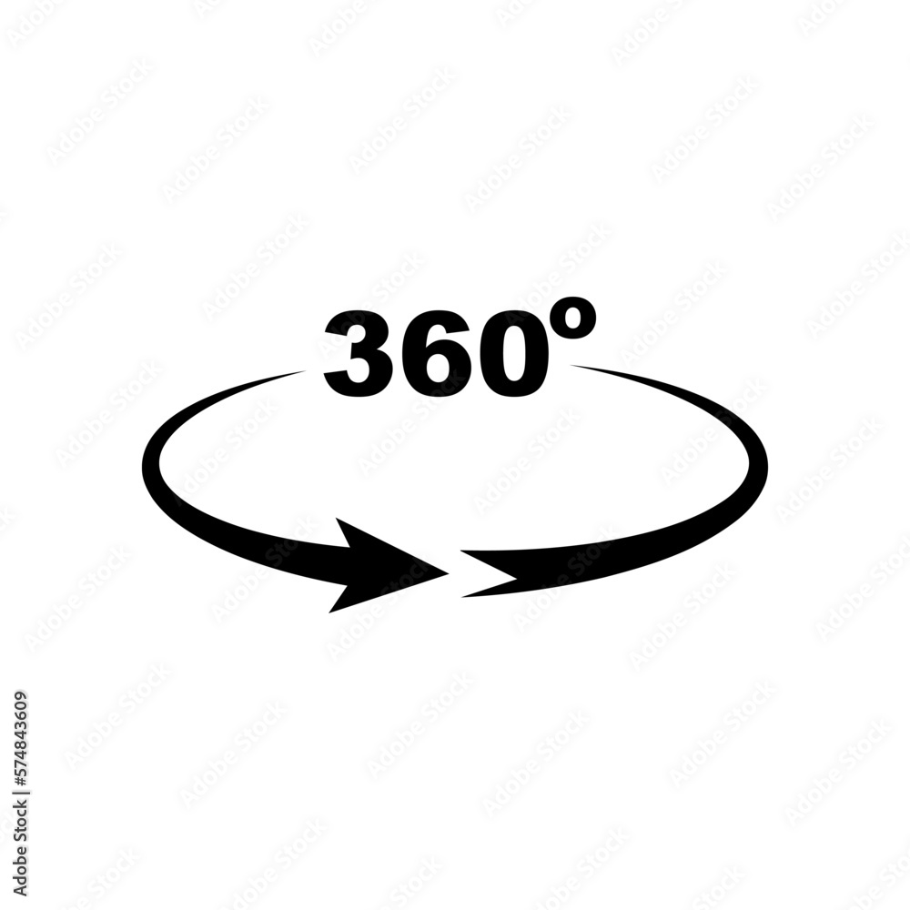 Vector Illustration 360 degrees. The display mark icon can be rotated 360 degrees. Vector Illustration 360 degrees. The display mark icon can be rotated 360 degrees.