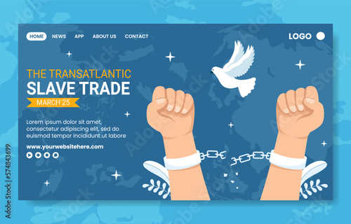 Remembrance of the Victims of Slavery and Slave Trade Social Media Landing Page Cartoon Hand Drawn Templates Illustration