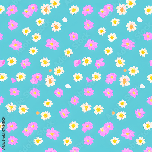 Seamless spring pattern flowers and leafs