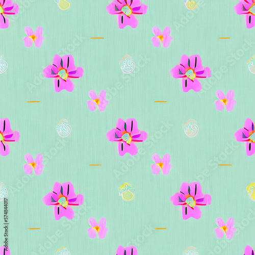 Seamless spring pattern flowers and leafs