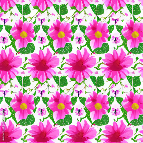 Seamless spring pattern flowers and leafs